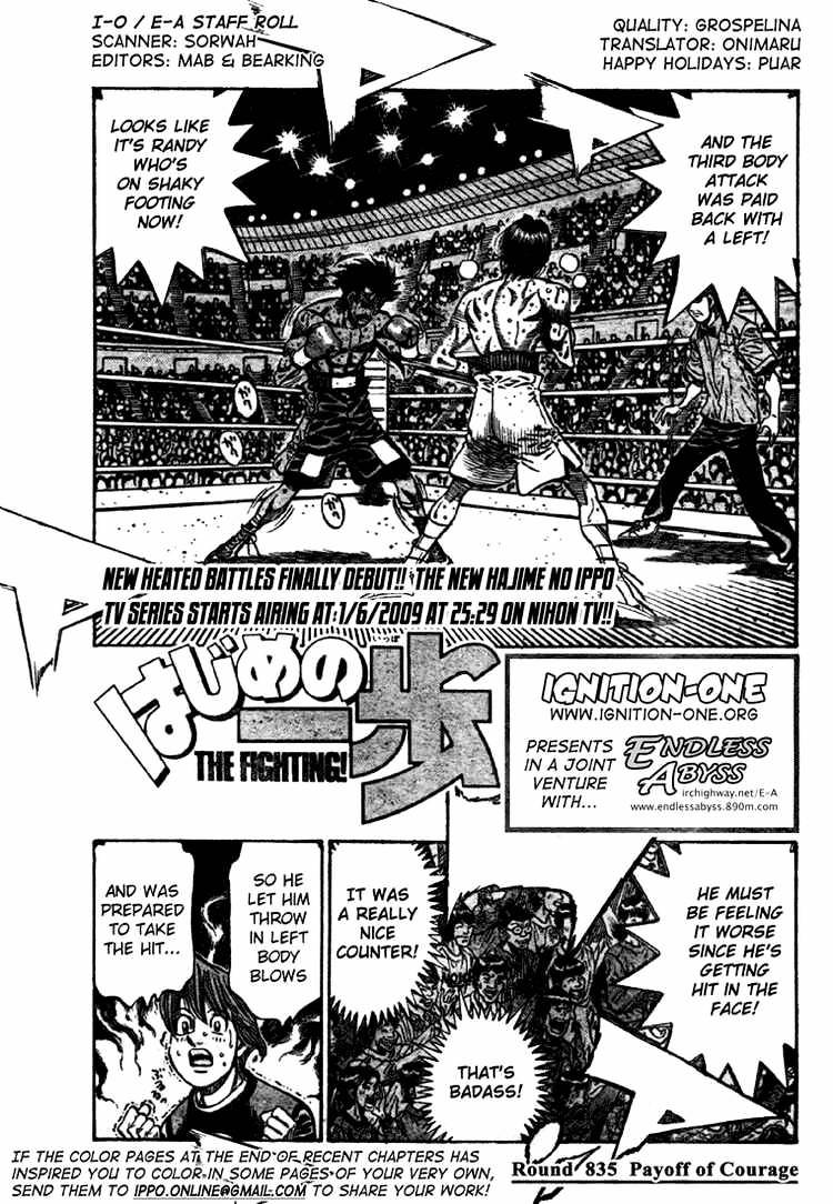 Hajime no Ippo: Fighting Spirit, Chapter 835 image 01